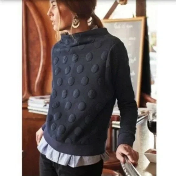 Anthro | Postmark Navy Funnel-Neck Pullover - Picture 11 of 11